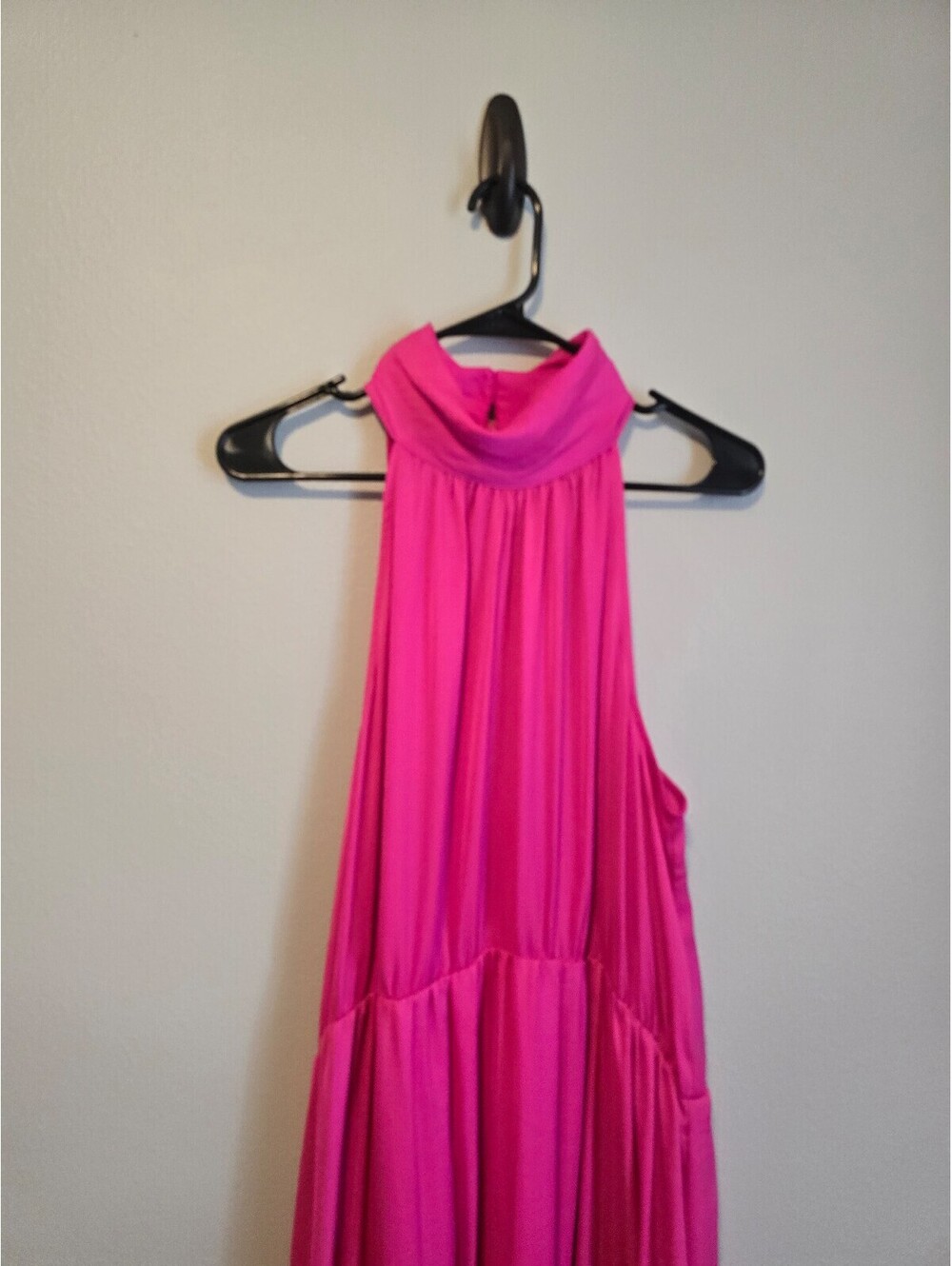 Worthington Women’s Hot Pink Halter Neck Tiered Ruffle MaxiDress (XXL) - Picture 3 of 7